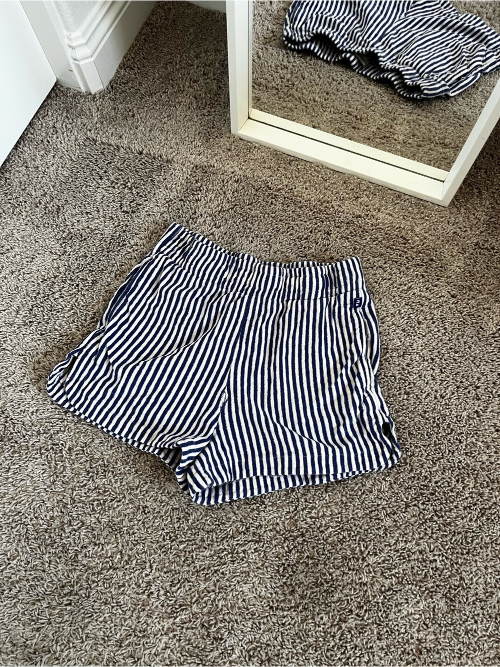 High-Waist Navy and White Striped Women’s Shorts